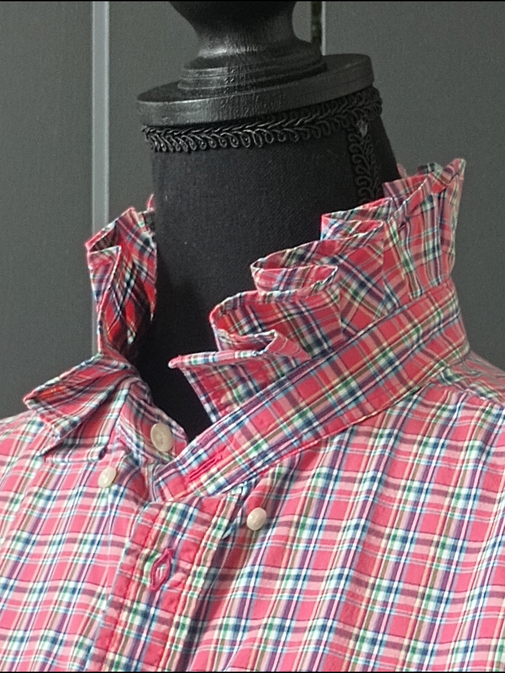 Upcycled Women's Ralph Lauren Ruffled Collar Shirt #080 - Picture 2 of 9
